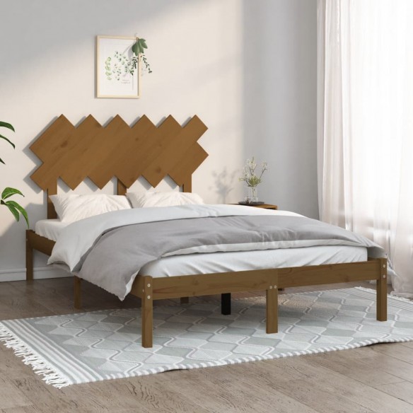 Lit Marron miel 120x200 cm Bois massif
