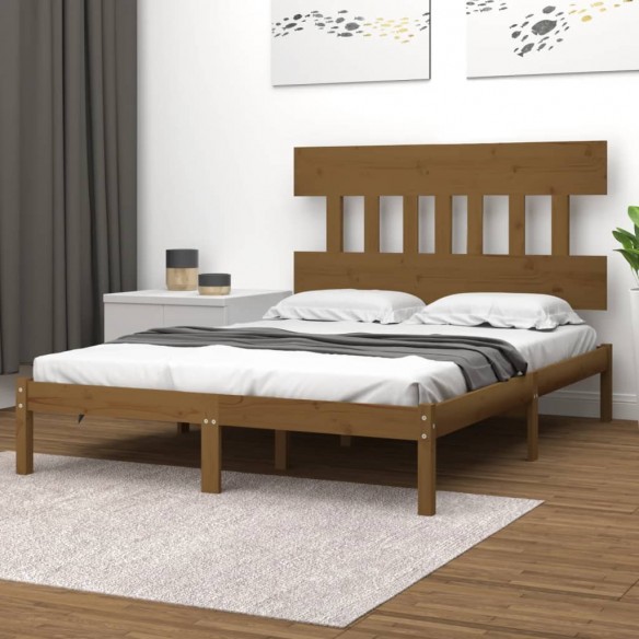 Lit Marron miel Bois massif 120x200 cm