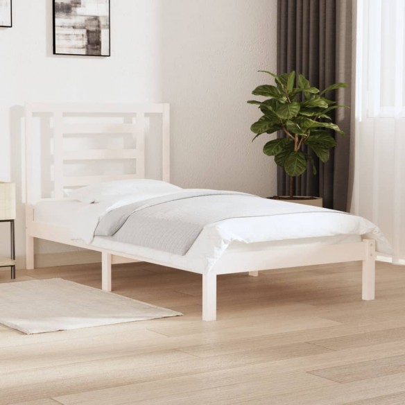 Lit Blanc Bois de pin massif 90x200 cm