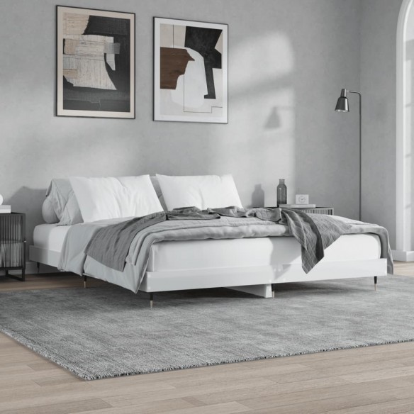 Lit blanc brillant 140x200 cm bois d'ingénierie