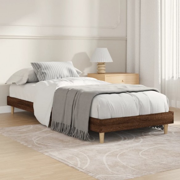 Lit chêne marron 75x190 cm bois d'ingénierie