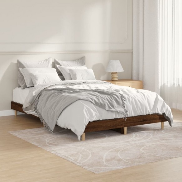 Lit chêne marron 120x190 cm bois d'ingénierie