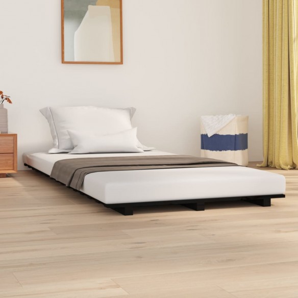 Lit Noir 75x190 cm Bois de pin massif