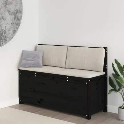 Banc Noir 110x41x76,5 cm Bois de pin massif
