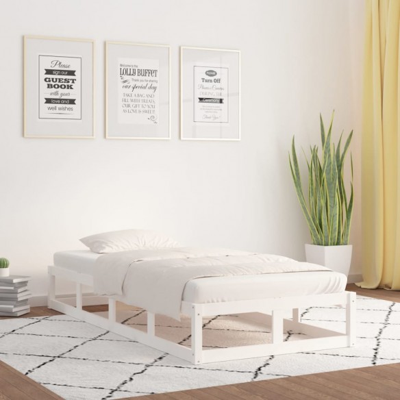 Lit Blanc 75x190 cm Petit simple Bois massif