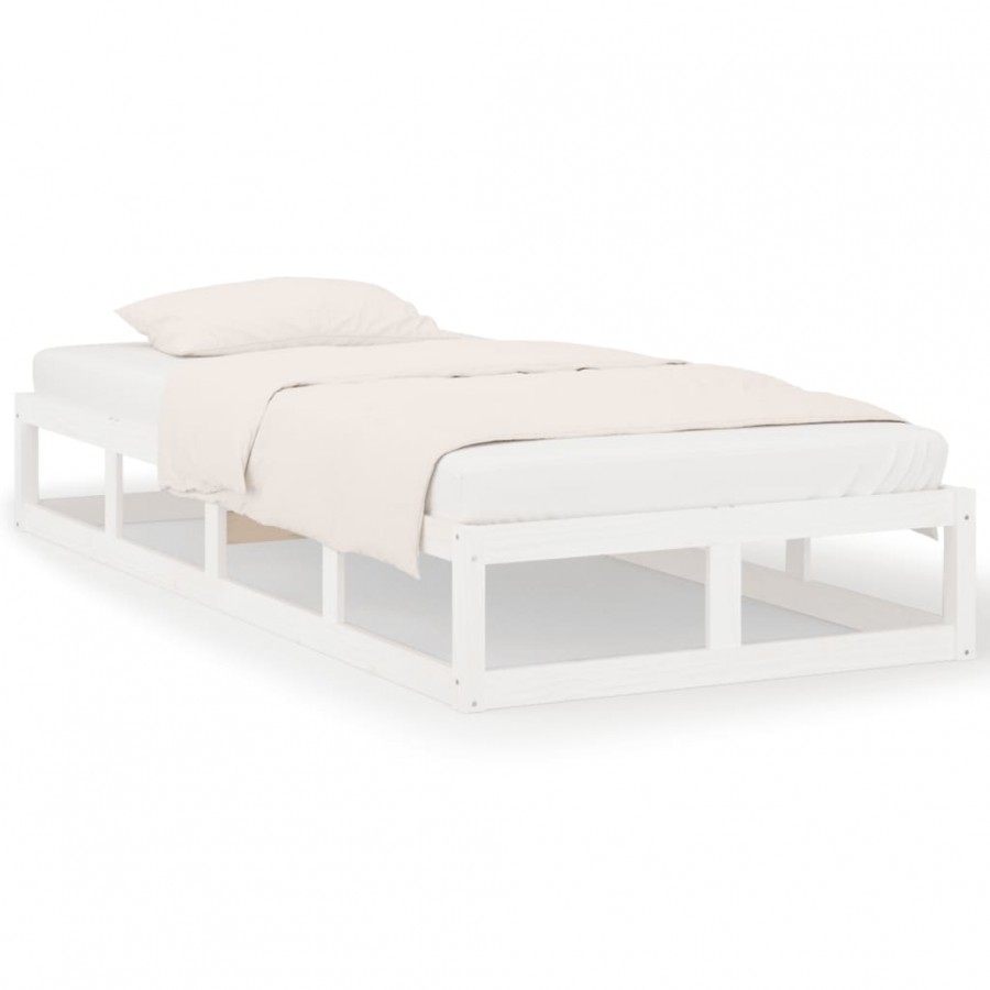Lit Blanc 75x190 cm Petit simple Bois massif