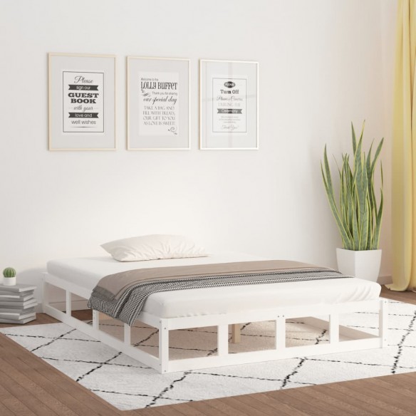 Lit Blanc 200x200 cm Bois massif