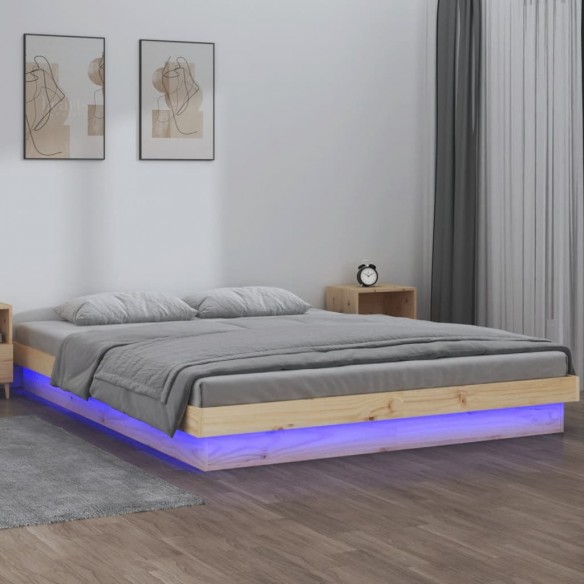 Lit à LED 140x190 cm bois massif