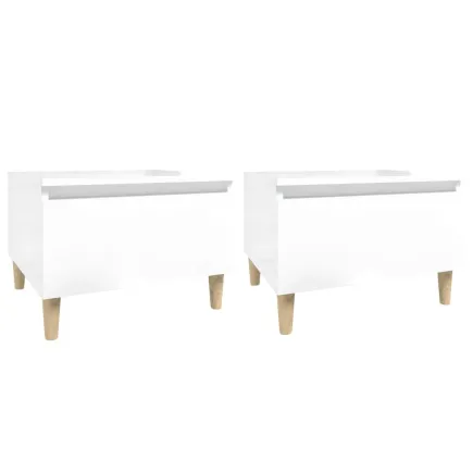 Tables d'appoint 2pcs Blanc brillant 50x46x35cm Bois ingénierie 2