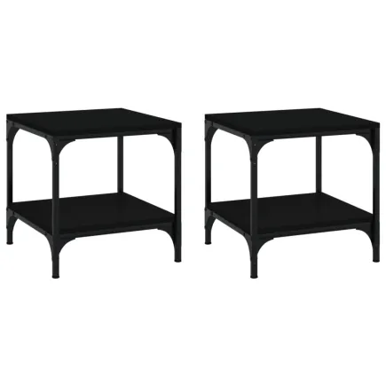 Tables d'appoint 2 pcs Noir 40x40x40 cm  2