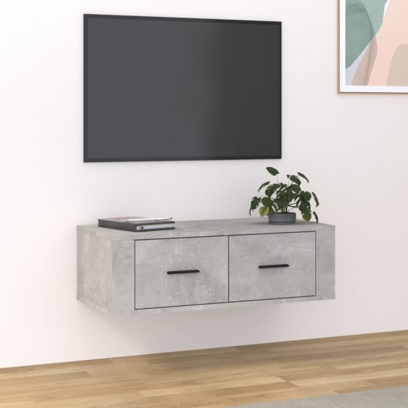 Meuble TV suspendu Gris béton 80x36x25 cm 