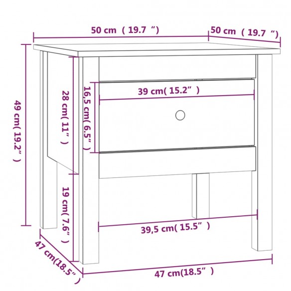 Table d'appoint Marron miel 50x50x49 cm Bois massif de pin Table d'appoint Marron miel 50x50x49 cm Bois massif de pin