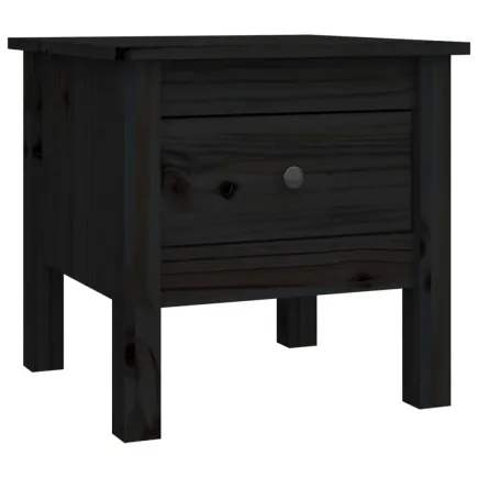 Table d'appoint Noir 40x40x39 cm Bois massif de pin 2
