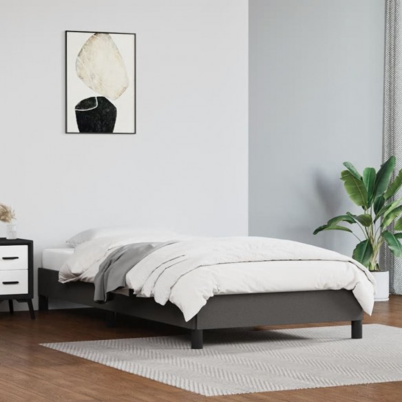 Lit Gris 90x190 cm Similicuir
