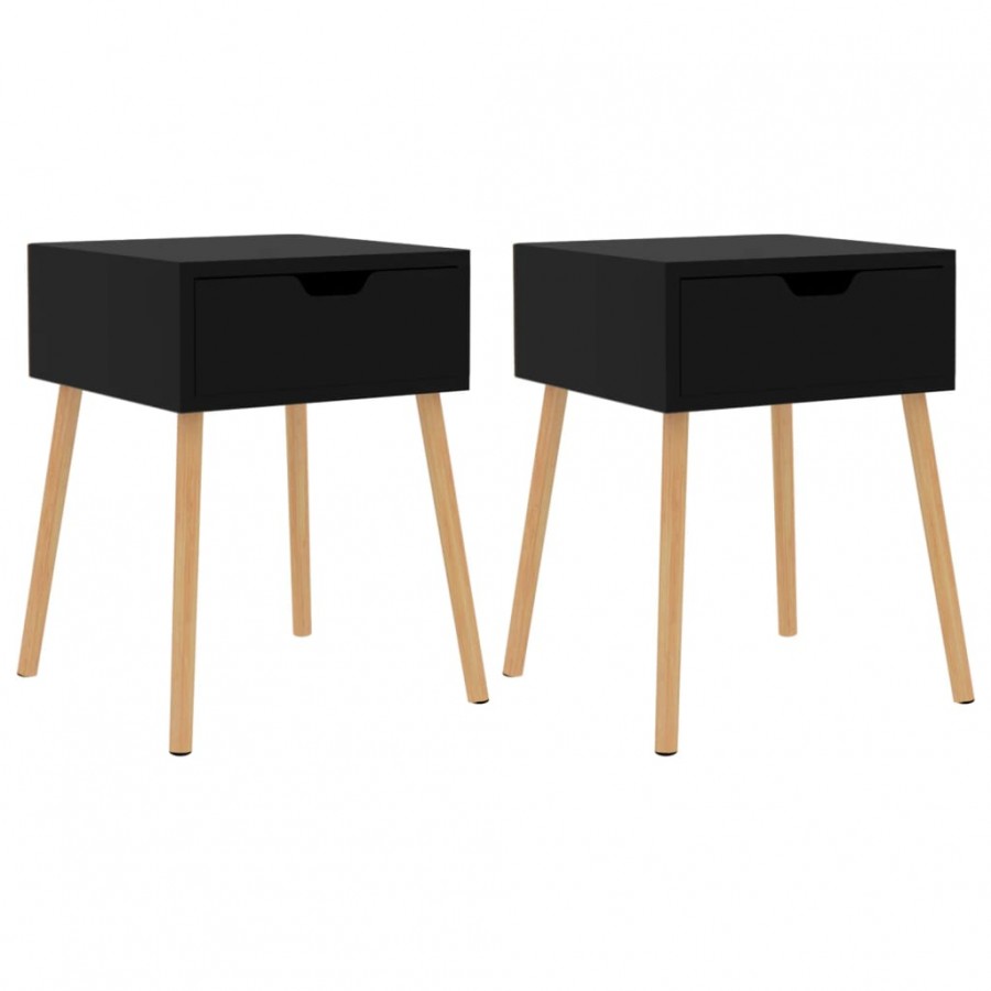 Tables de chevet 2 pcs Noir brillant 40x40x56 cm Aggloméré
