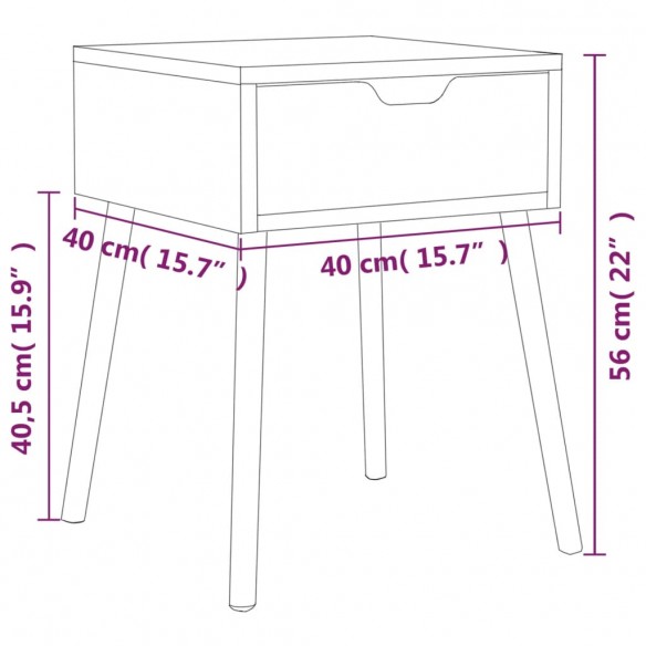 Tables de chevet 2 pcs Noir brillant 40x40x56 cm Aggloméré