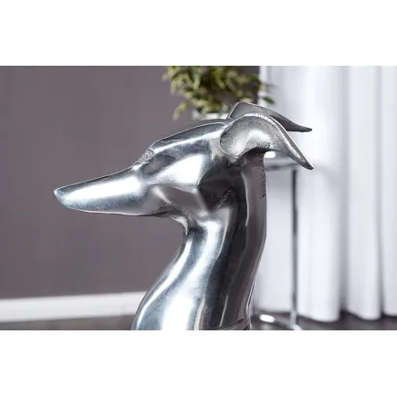 Statue design Chien assis 70 cm en aluminium argenté 2
