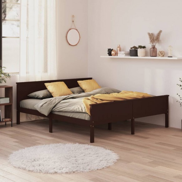 Lit Marron foncé Bois de pin massif 180x200 cm