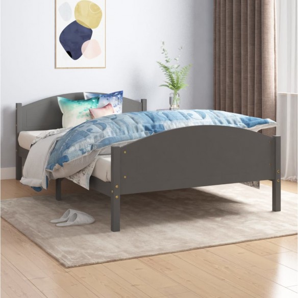 Lit Gris foncé Bois de pin massif 120x200 cm