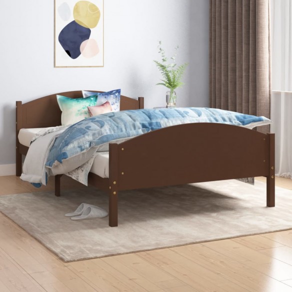 Lit Marron foncé Bois de pin massif 120x200 cm