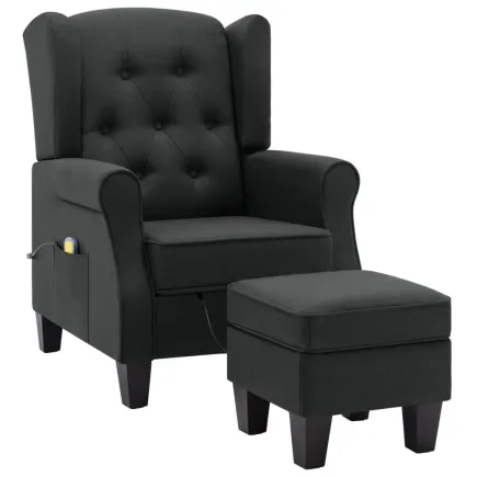 Fauteuil de massage avec repose-pied Gris foncé Tissu 2