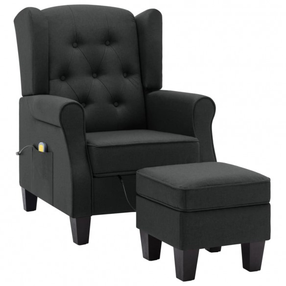 Fauteuil de massage avec repose-pied Gris foncé Tissu Fauteuil de massage avec repose-pied Gris foncé Tissu