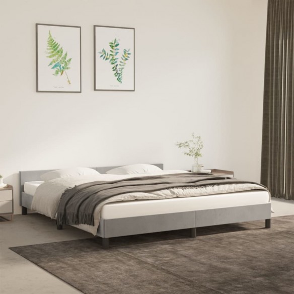 Lit avec tête de lit Gris clair 160x200 cm Velours