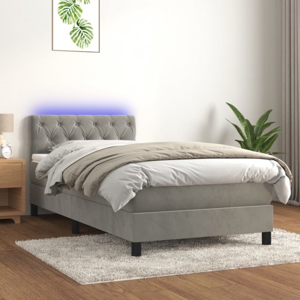Lit avec matelas et LED Gris clair 80x200cm