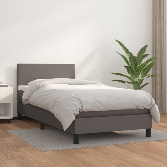 Lit avec matelas Gris 100x200 cm Similicuir