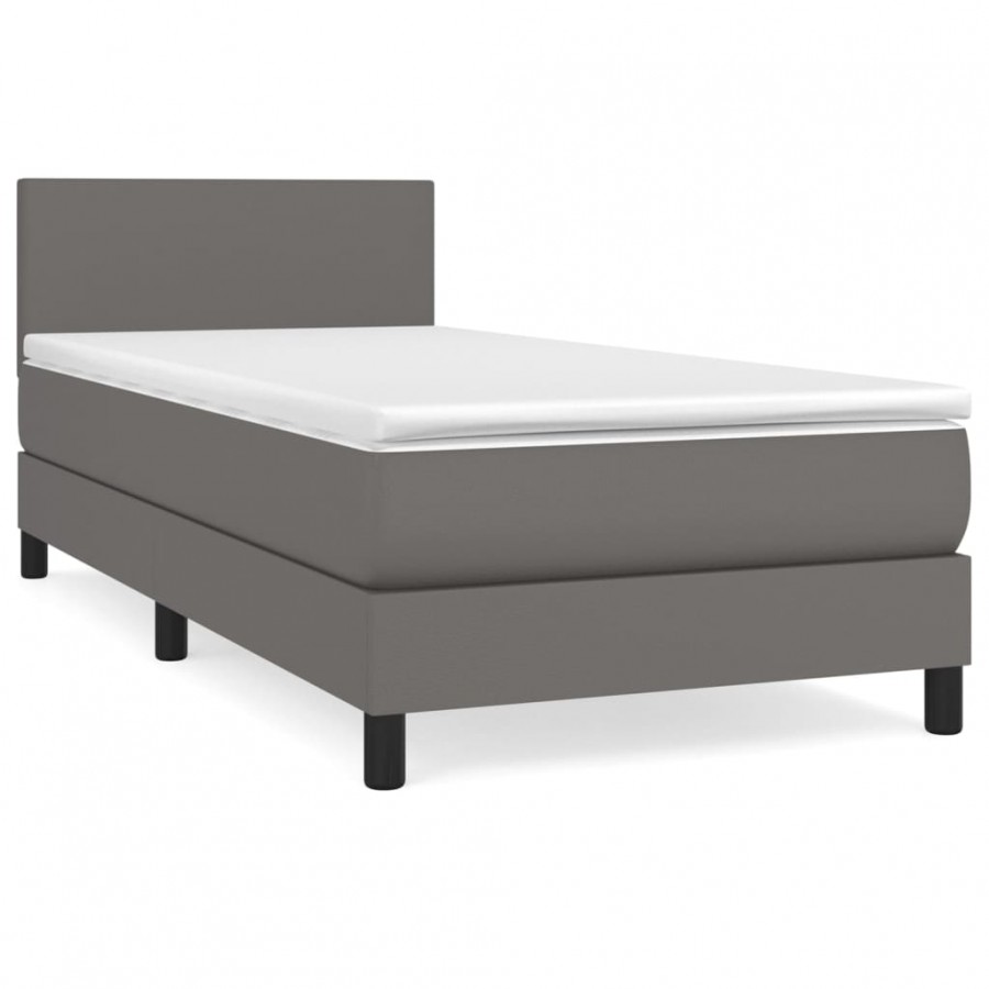 Lit avec matelas Gris 100x200 cm Similicuir