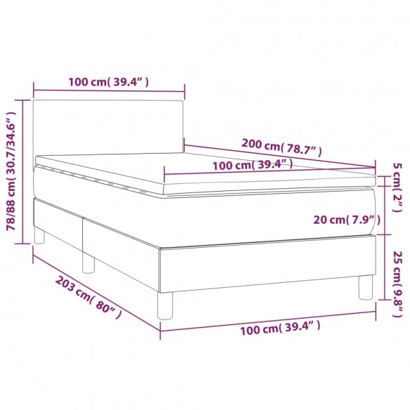 Lit avec matelas Gris 100x200 cm Similicuir