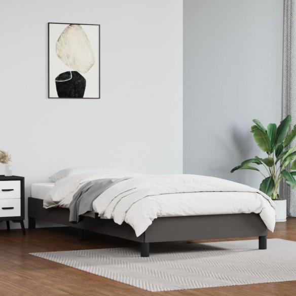 Lit Gris 90x200 cm Similicuir
