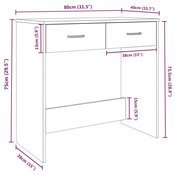 Bureau Sonoma gris 80x40x75 cm  Bureau Sonoma gris 80x40x75 cm