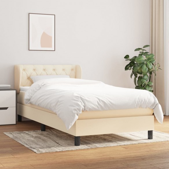 Lit avec matelas Crème 80x200 cm Tissu
