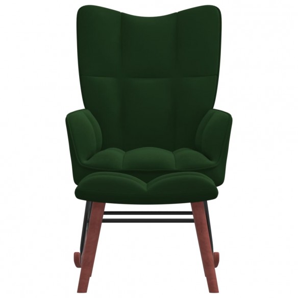 Chaise à bascule avec repose-pied Vert foncé Velours Chaise à bascule avec repose-pied Vert foncé Velours