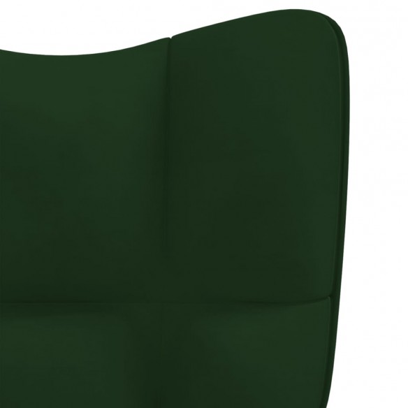 Chaise à bascule avec repose-pied Vert foncé Velours Chaise à bascule avec repose-pied Vert foncé Velours