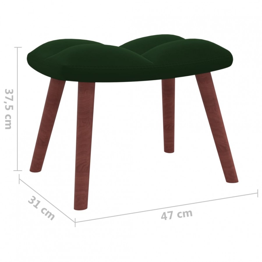 Chaise à bascule avec repose-pied Vert foncé Velours