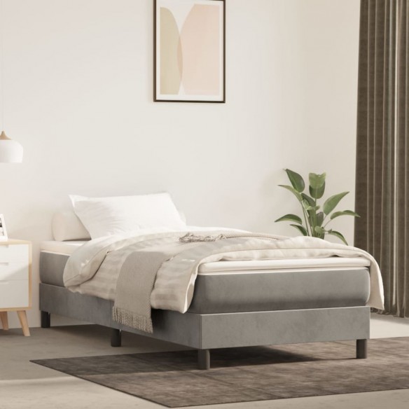 Lit et matelas Gris clair 90x190 cm Velours