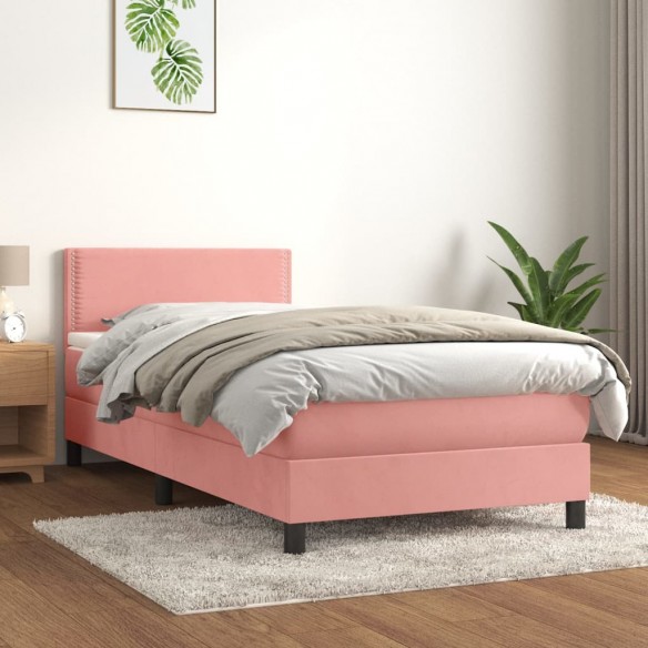Lit avec matelas Rose 90x200 cm Velours
