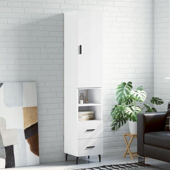 Buffet haut Blanc brillant 34,5x34x180 cm 