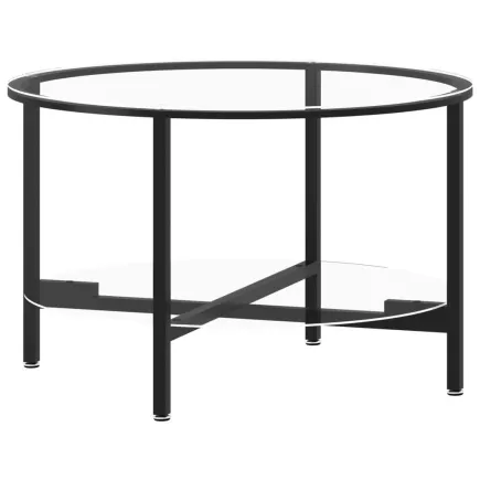 Table à thé Noir et transparent 70 cm Verre trempé 2