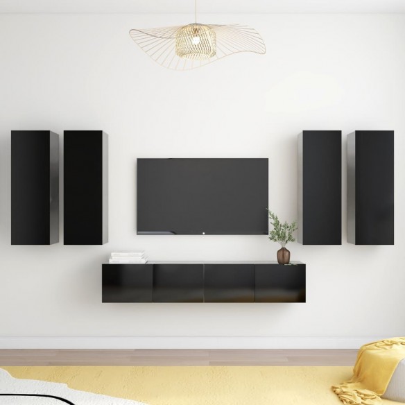 Ensemble de meuble TV 6 pcs Noir Aggloméré