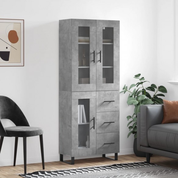 Buffet haut Gris béton 69,5x34x180 cm 