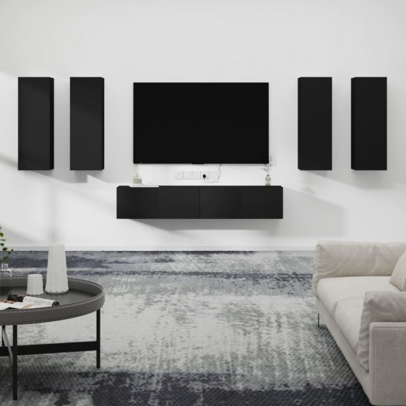 Ensemble de meubles TV 6 pcs Noir 
