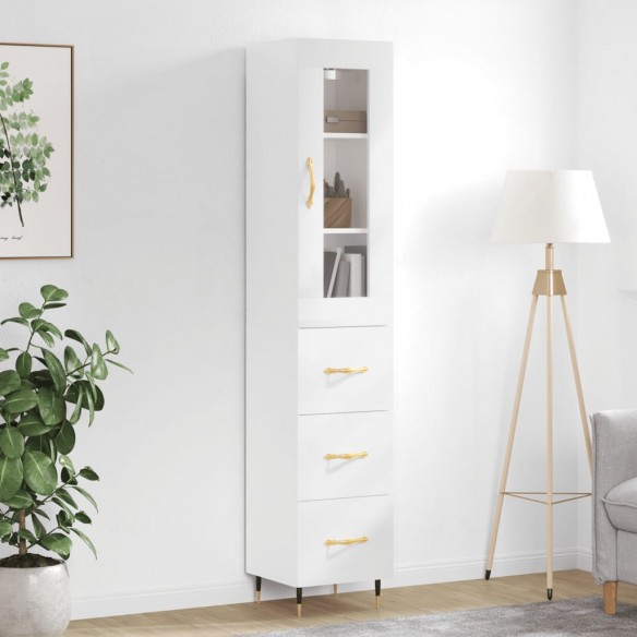 Buffet haut Blanc brillant 34,5x34x180 cm 