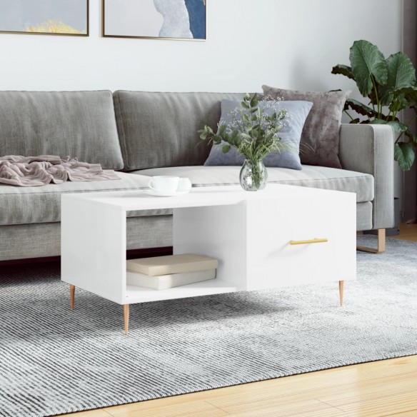 Table basse Blanc brillant 90x50x40 cm 