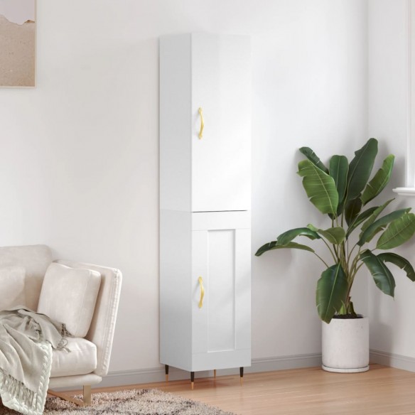 Buffet haut Blanc brillant 34,5x34x180 cm 
