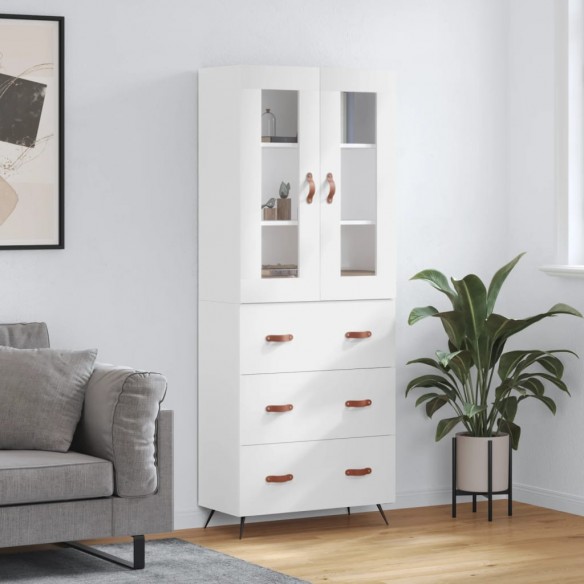 Buffet haut Blanc brillant 69,5x34x180 cm 