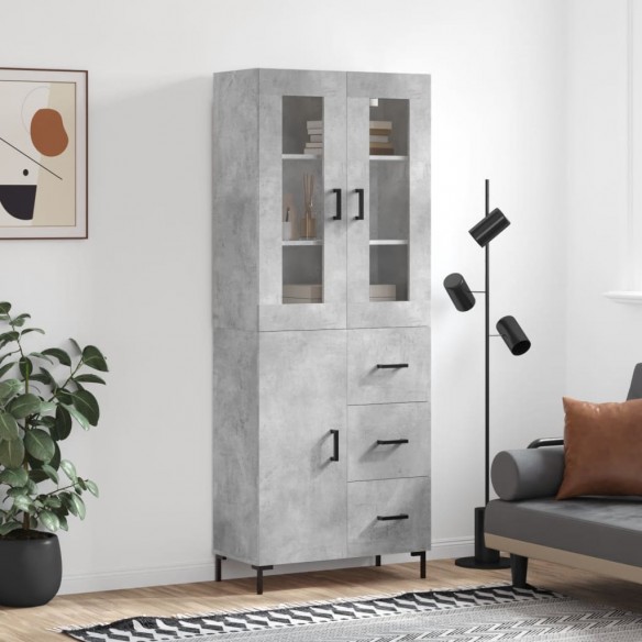 Buffet haut Gris béton 69,5x34x180 cm 