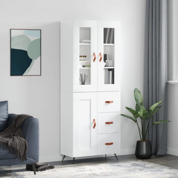 Buffet haut Blanc brillant 69,5x34x180 cm 
